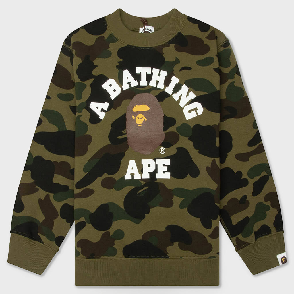 Bape 키즈 카모 대학 크루넥 스웨트셔츠