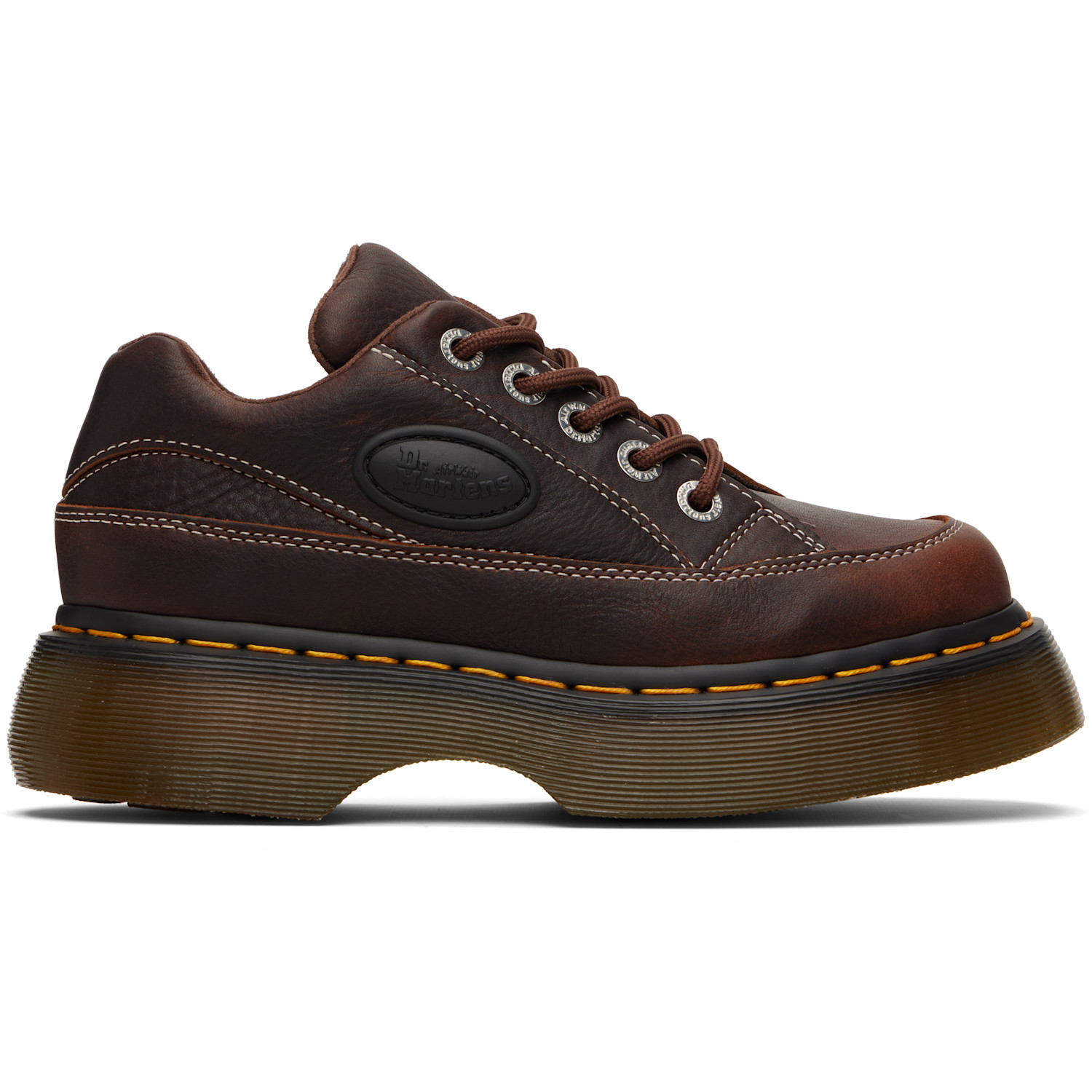 DR. MARTENS 브라운 버즈 5아이 그리즐리 가죽 더비