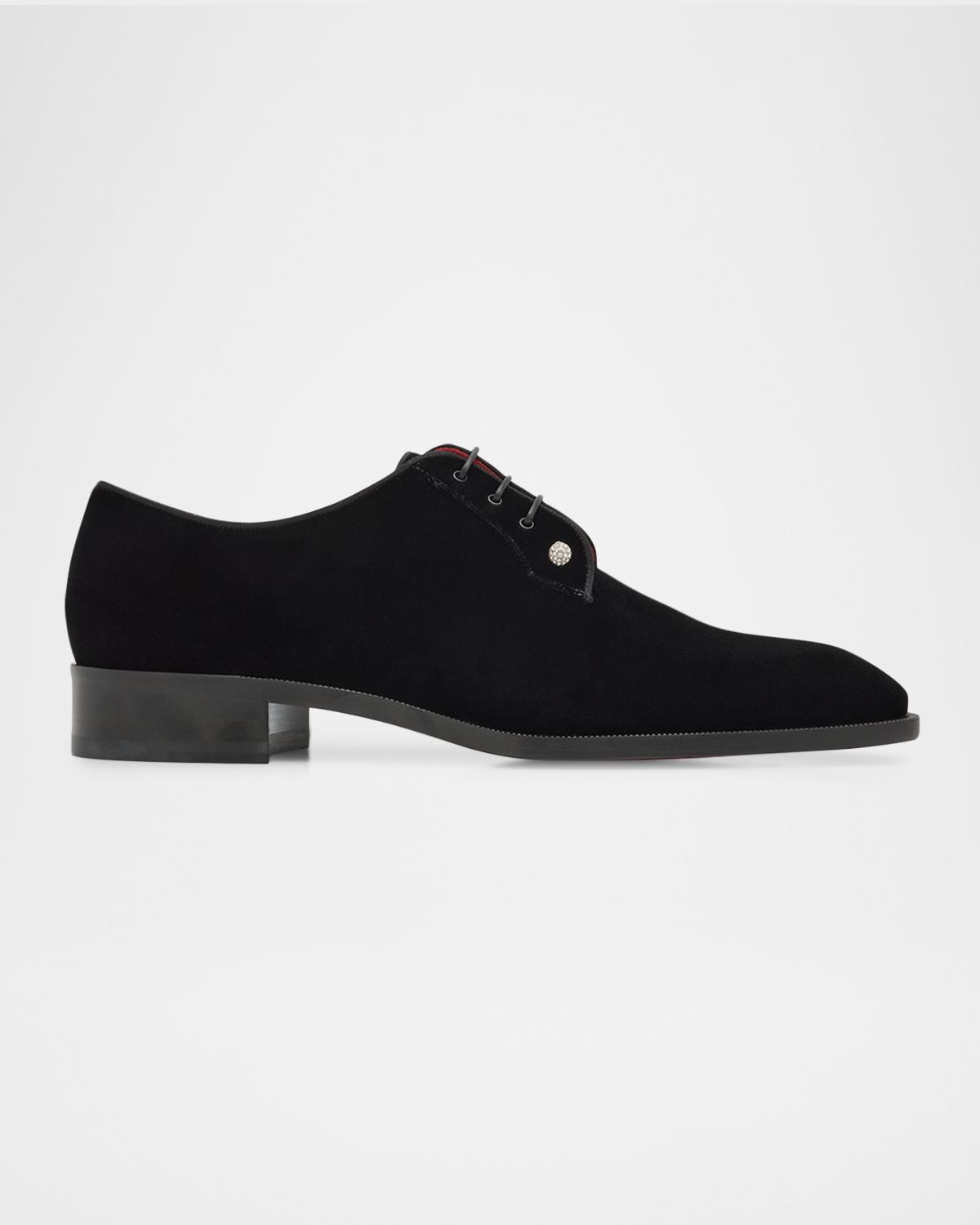 CHRISTIAN LOUBOUTIN 남성 샹벨리스 나이트 스트라스 벨벳 더비 슈즈