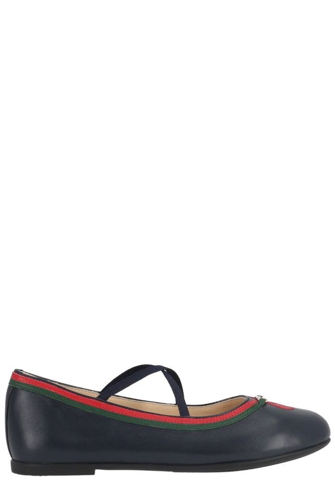 Gucci Kids 로고 플라크 발레리나 플랫
