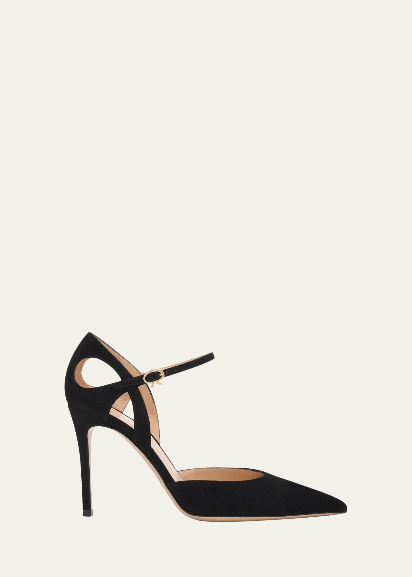 GIANVITO ROSSI 95mm 스웨이드 포인티드 토 펌프스