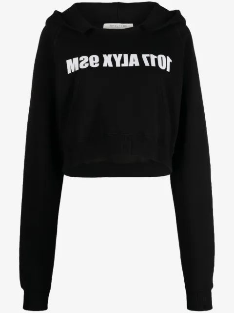 1017 ALYX 9SM 로고 프린트 크롭 면 후드티