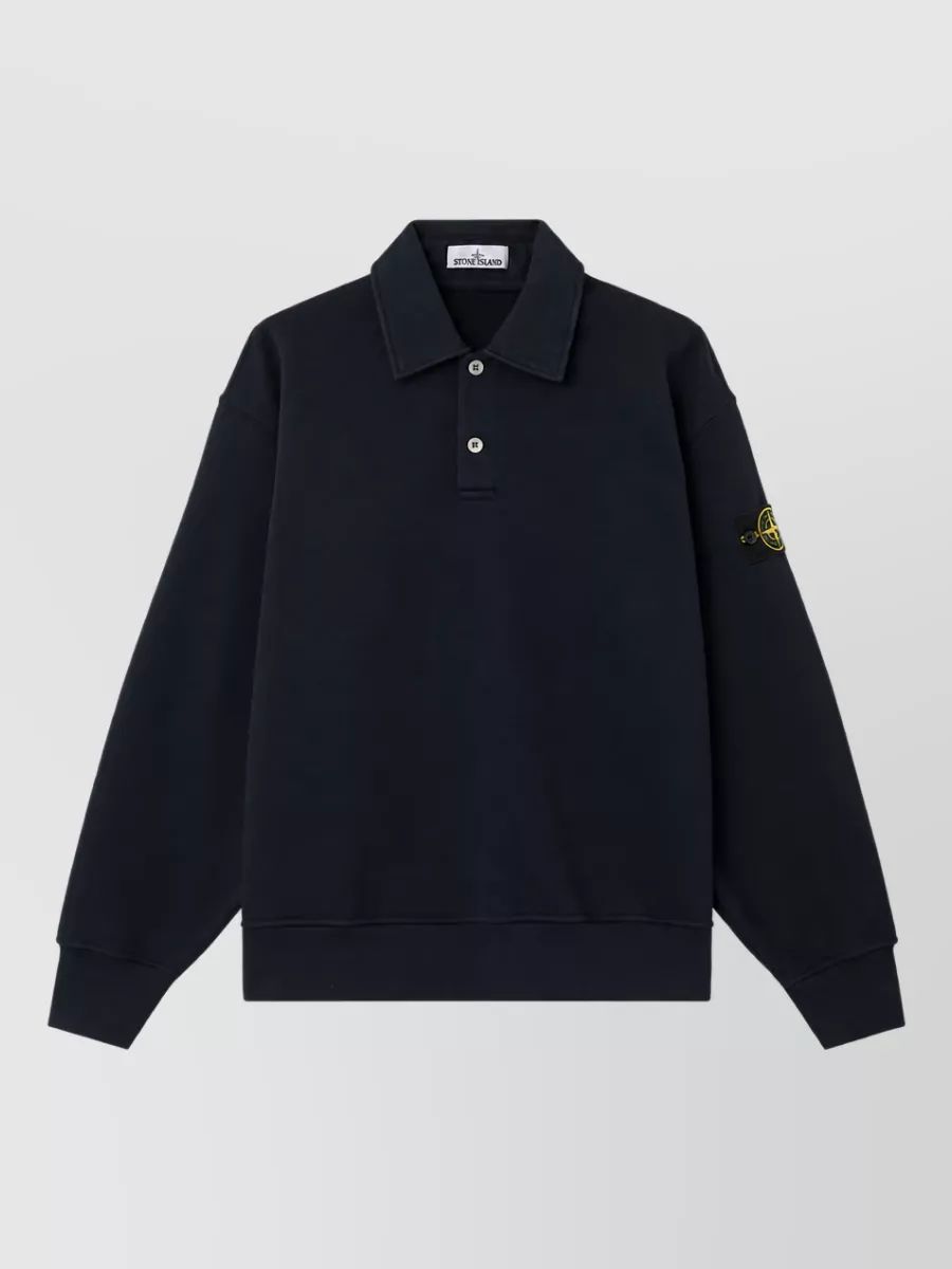 STONE ISLAND 코튼 롱슬리브 폴로 셔츠