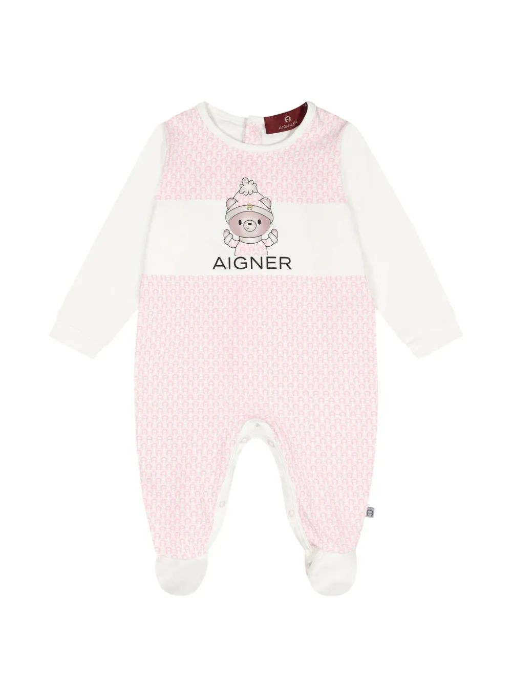 Aigner Kids 곰 프린트 모노그램 베이비그로우