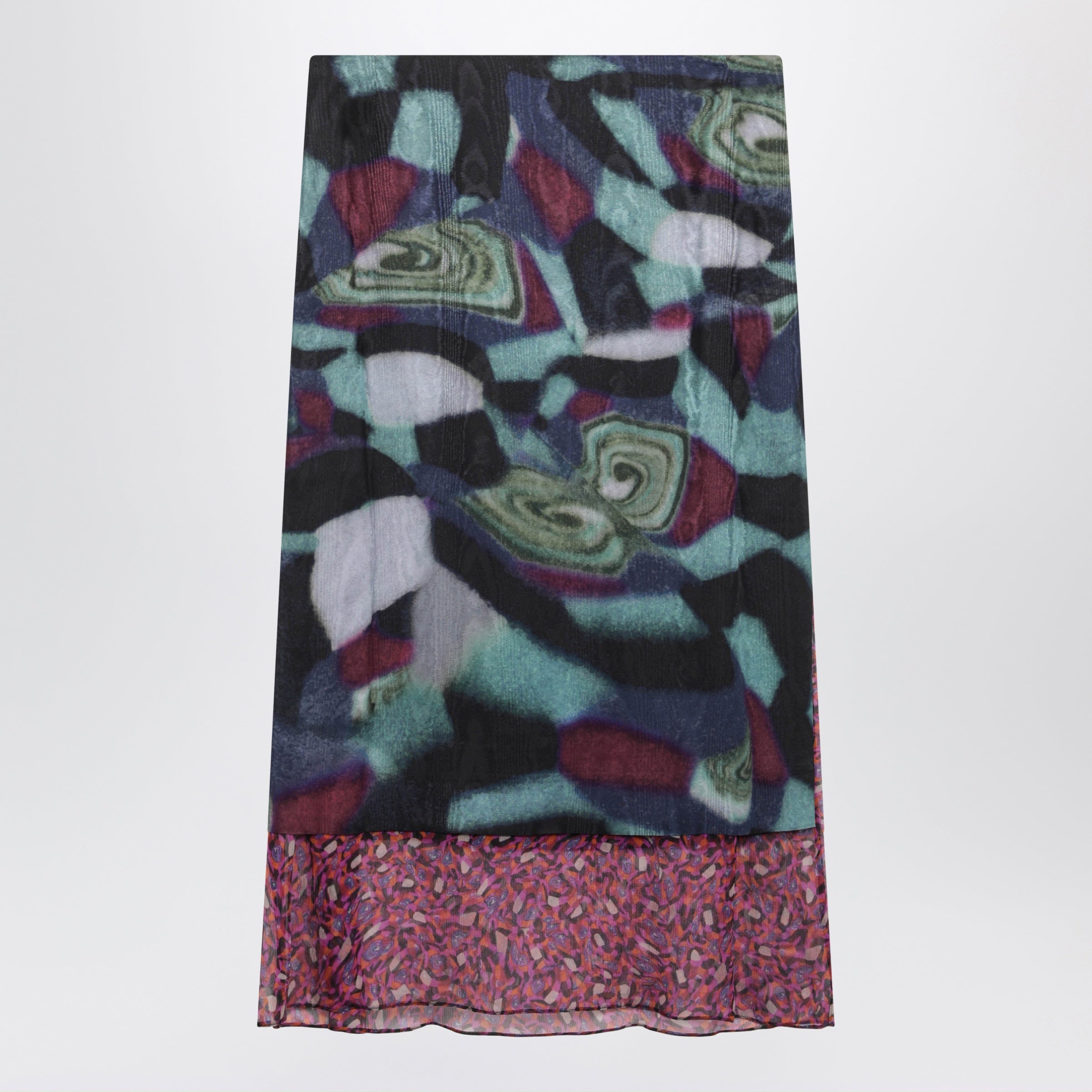 DRIES VAN NOTEN 멀티컬러 실크 혼합 프린트 스커트
