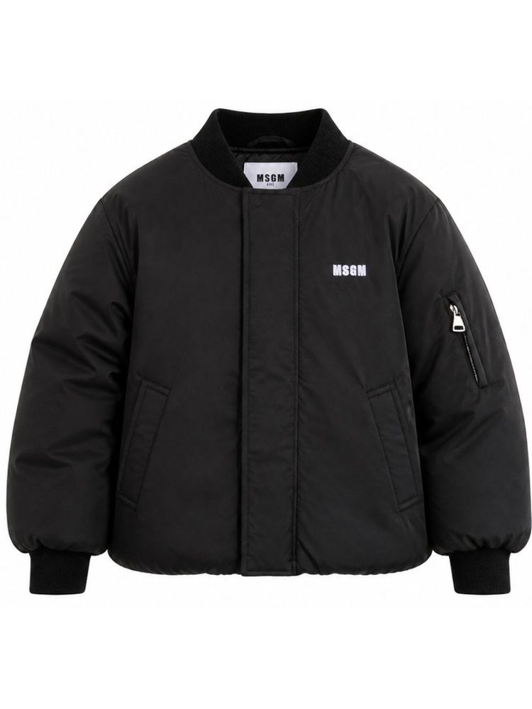 MSGM Kids 로고 프린트 집업 봄버 자켓