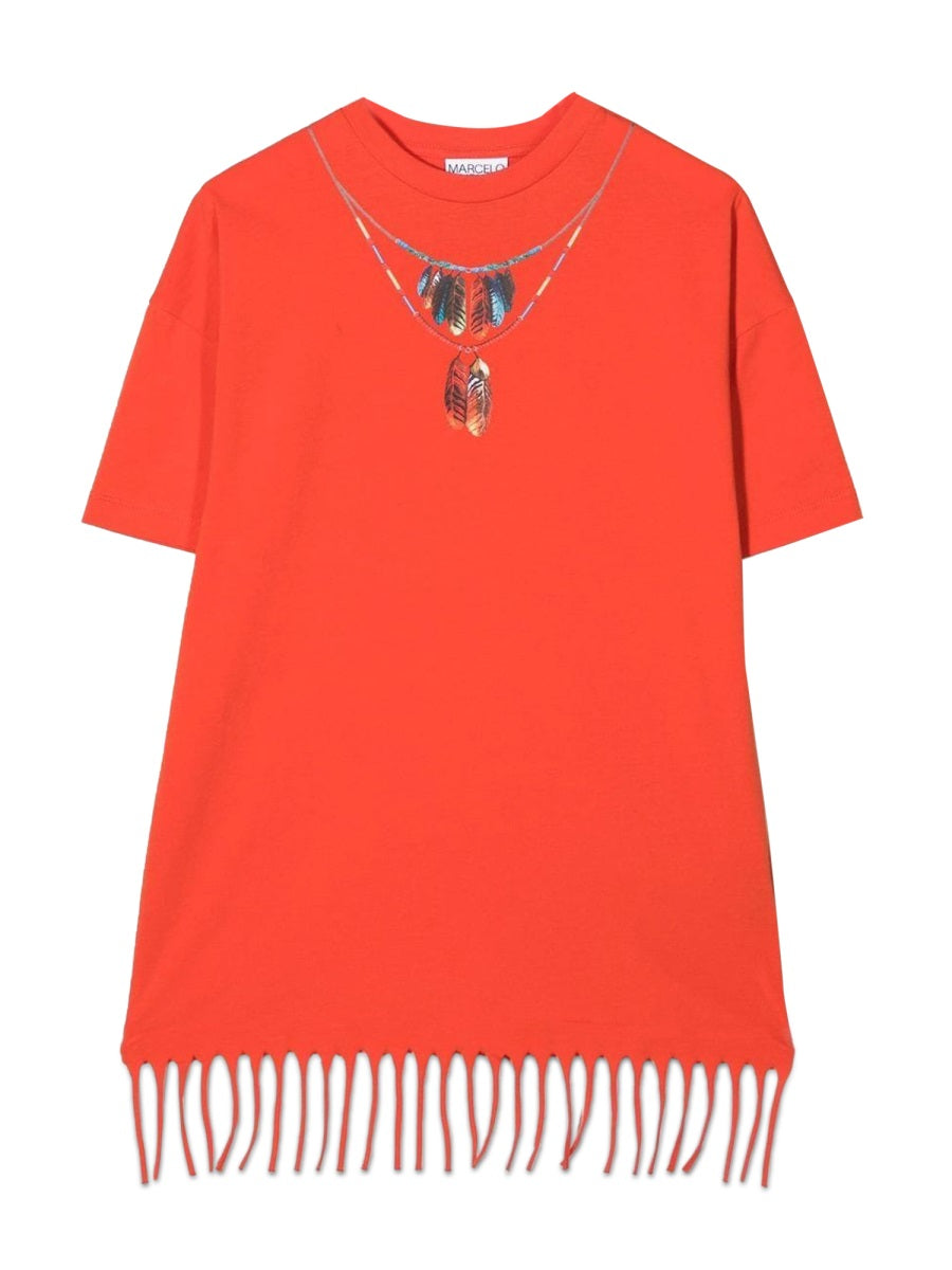 Marcelo Burlon Kids 마르셀로 불론 카운티 오브 밀란 미니 페더 프린지 드레스