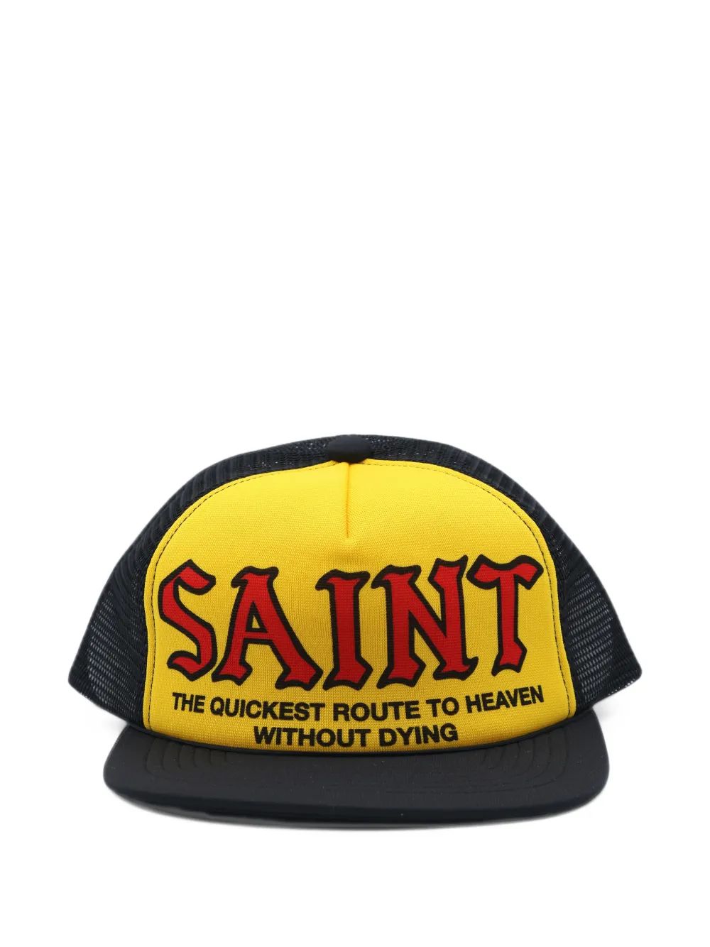 Saint Michael 메시 패널 슬로건 프린트 캡