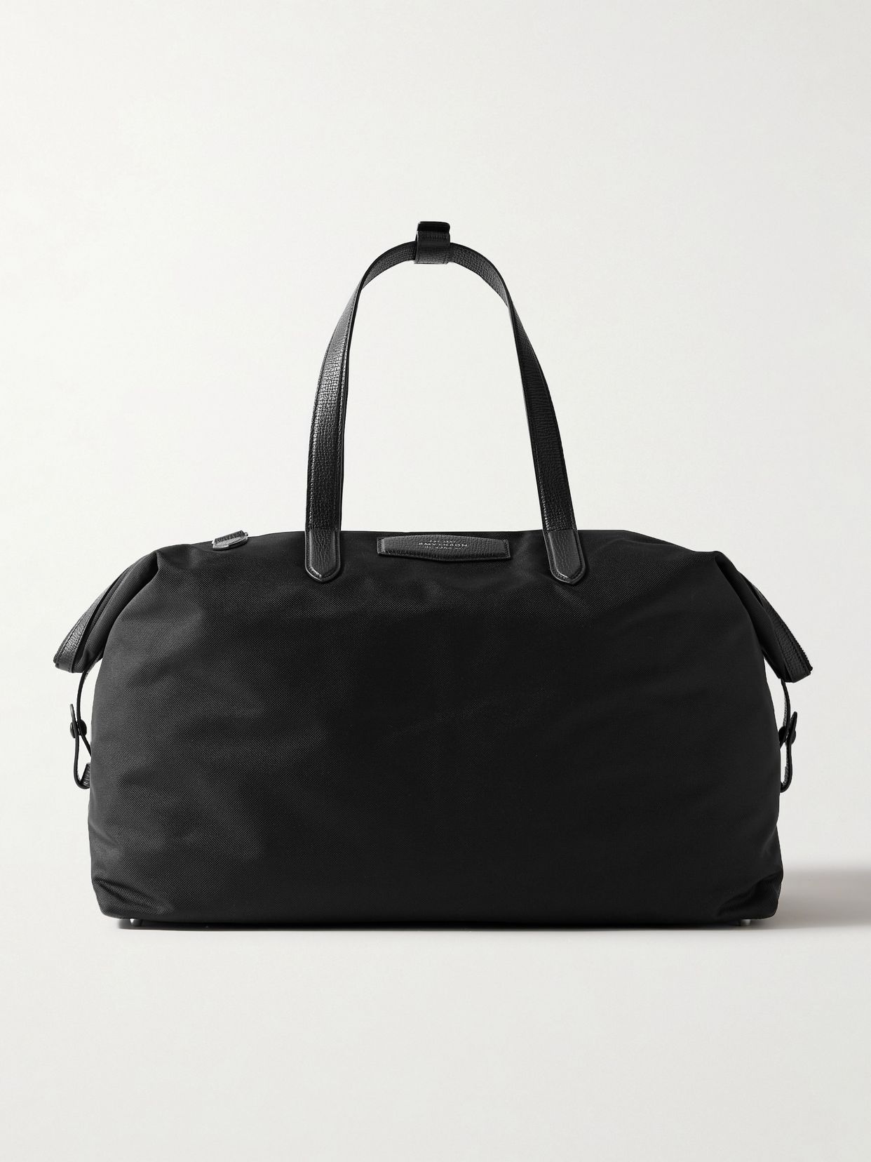 Smythson 노턴 텍스처드 가죽 트리밍 캔버스 주말 가방
