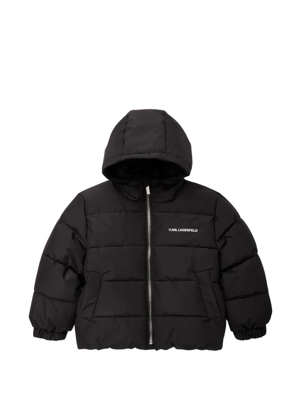 Karl Lagerfeld Kids 로고 프린트 후드 퍼프 자켓