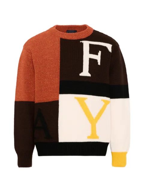 Fay Kids 로고 인타르시아 컬러 블록 스웨터