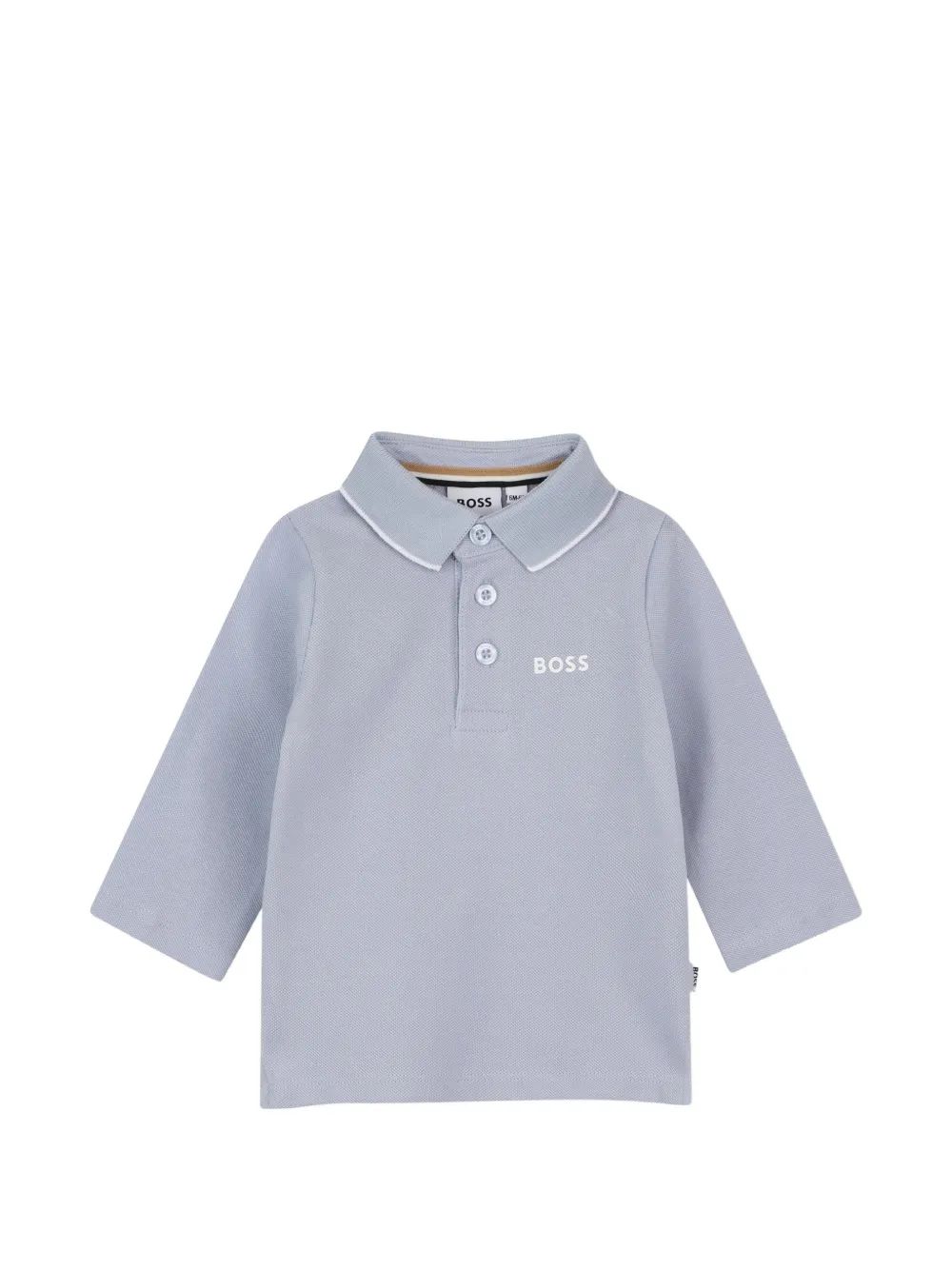 BOSS Kids 로고 프린트 긴팔 폴로 셔츠