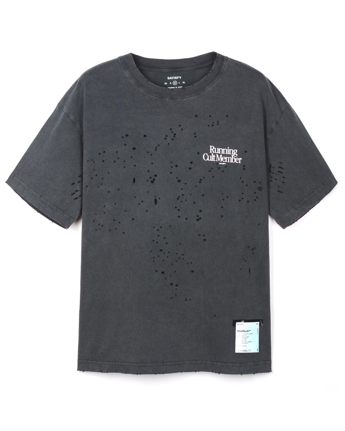 모스테크 티셔츠 러닝 컬트 멤버 에이지드 블랙 | SATISFY | 페칭 FETCHING