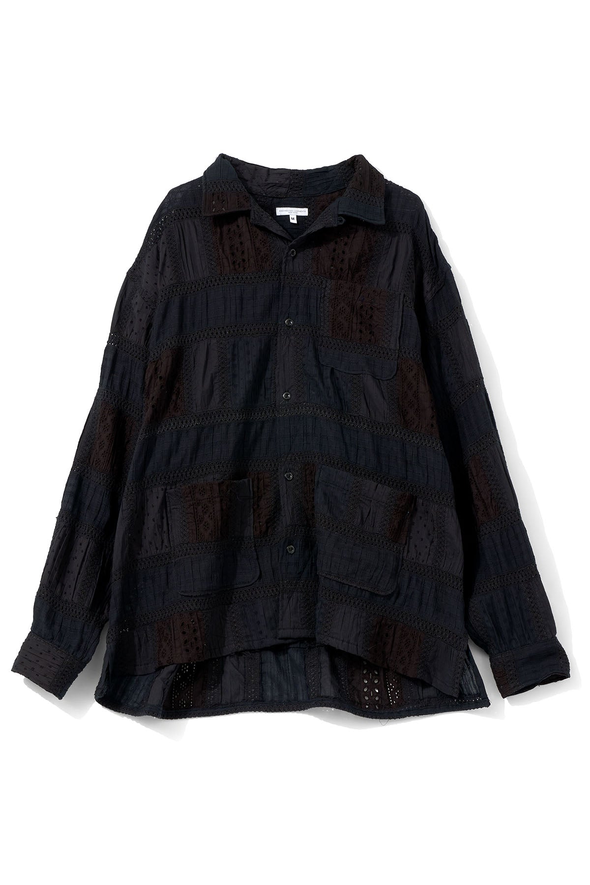 Engineered Garments 클래식 오버 셔츠 네펜테스 뉴욕 블루 그린 블랙 레이스 패치워크