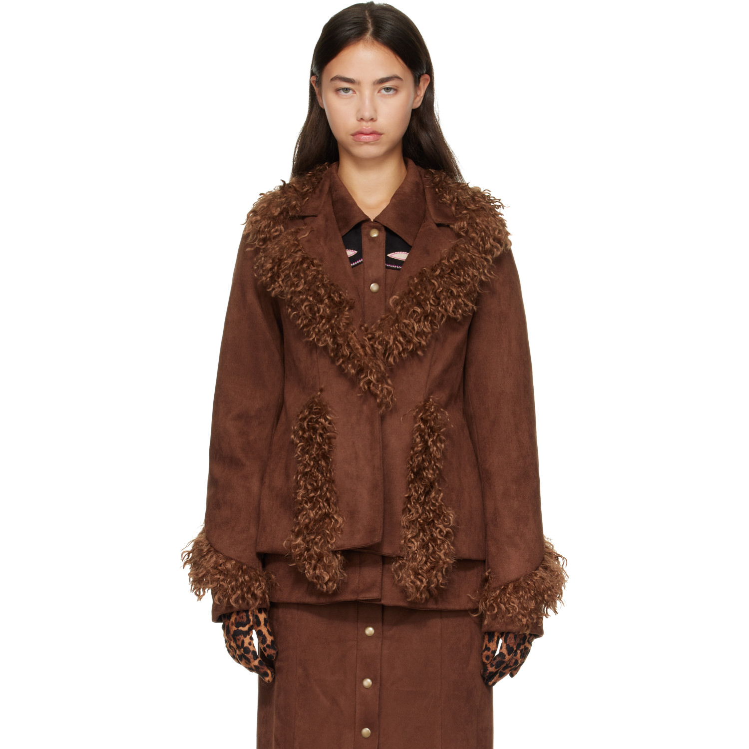 ANNA SUI 브라운 페이크 스웨이드 자켓