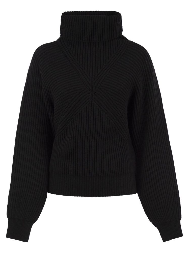 SPORTMAX 스프신토 리브드 하이넥 스웨터