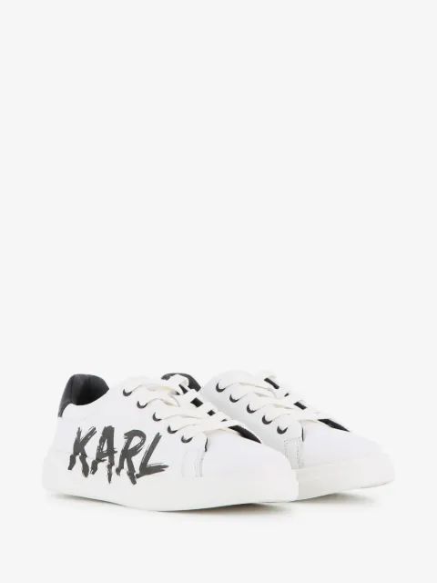 Karl Lagerfeld Kids 로고 프린트 레이스업 가죽 스니커즈