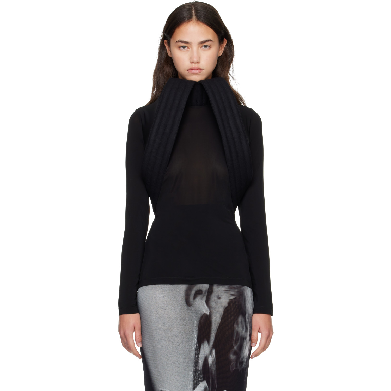 JEAN PAUL GAULTIER 블랙 더 스컬프티드 터틀넥