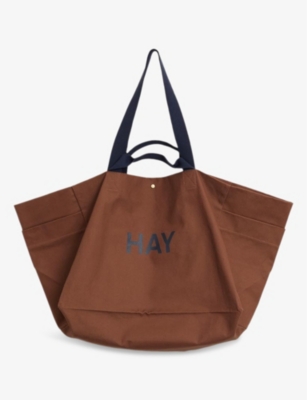 Hay 주말 로고 프린트 면 토트백