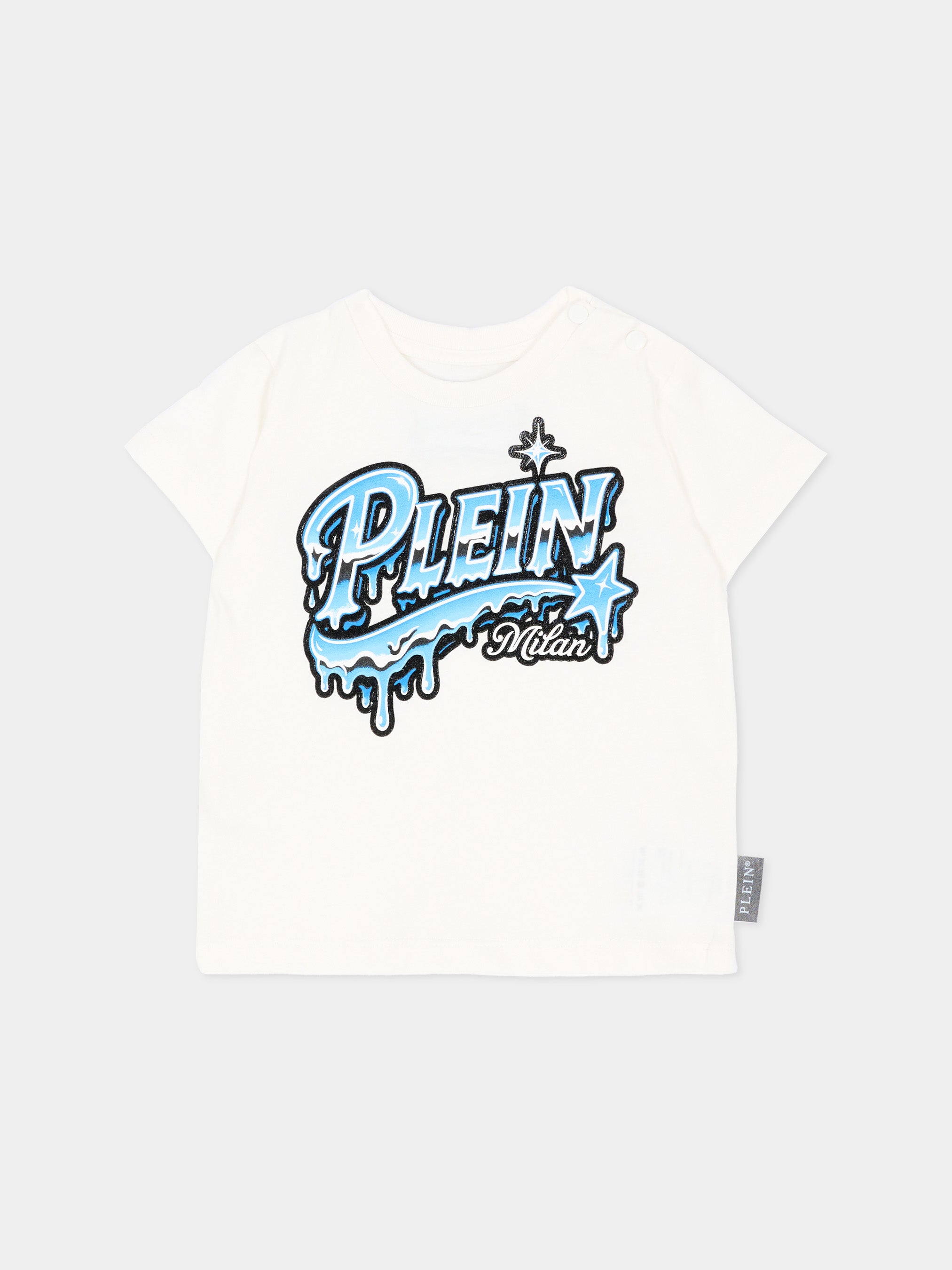 Philipp Plein Kids 아이보리 반팔 티셔츠