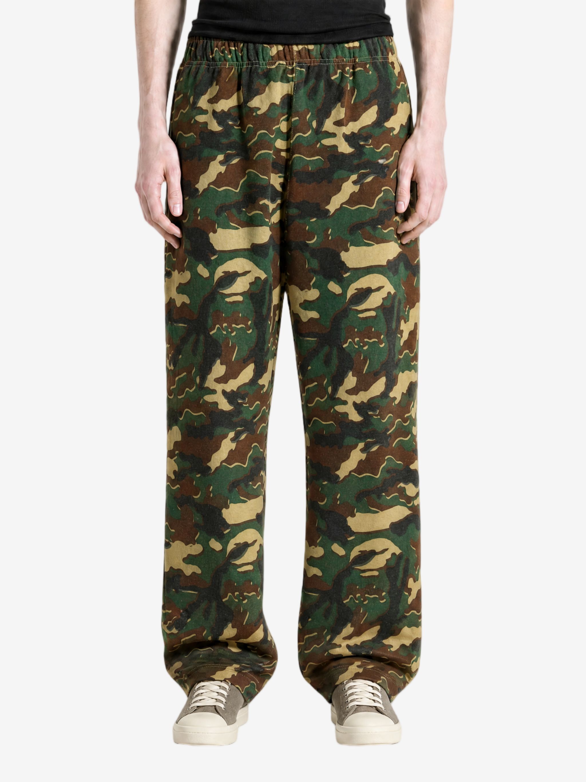 Bape 남성 글리치 우드랜드 카모 릴렉스 핏 스웻팬츠