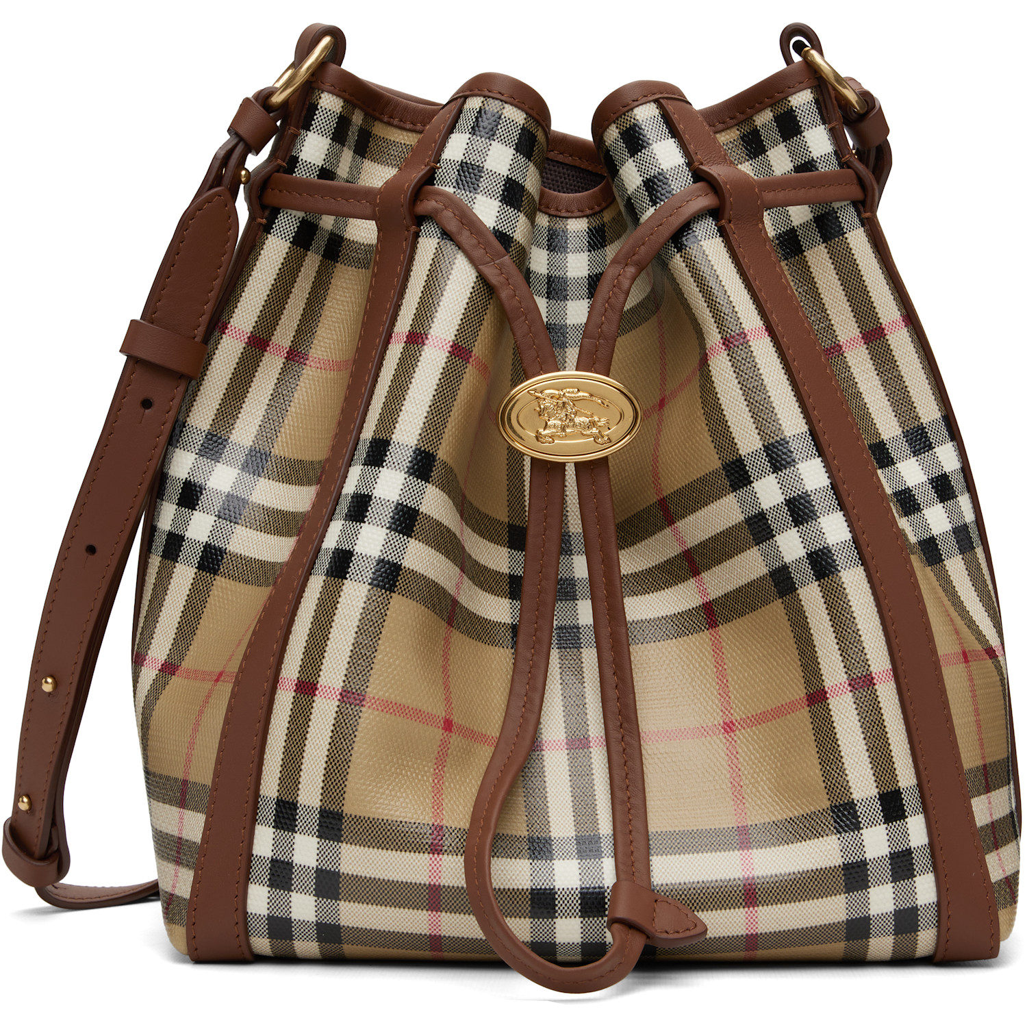 BURBERRY 베이지 스몰 체크 버킷백
