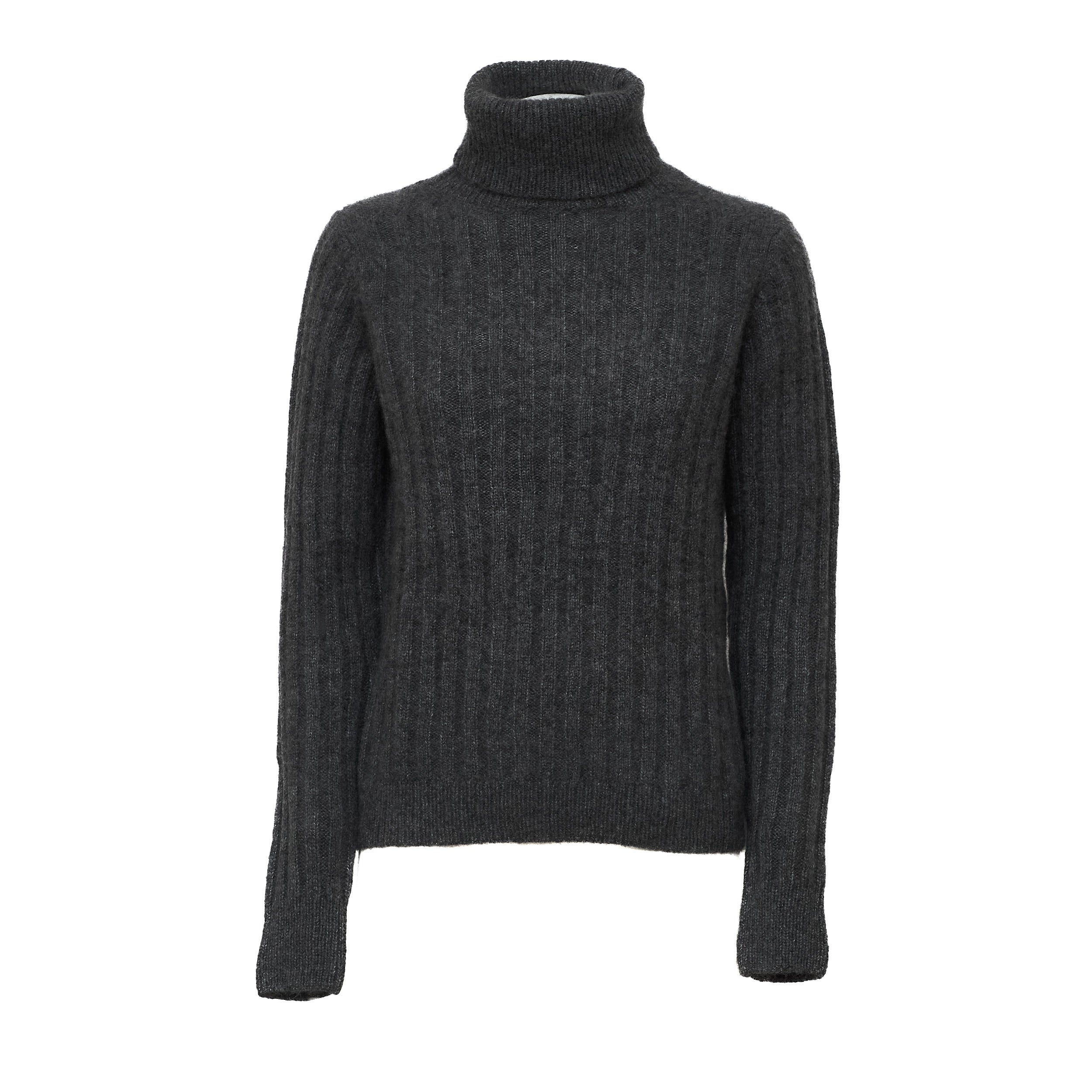 ALLUDE 리브드 캐시미어 실크 터틀넥 스웨터