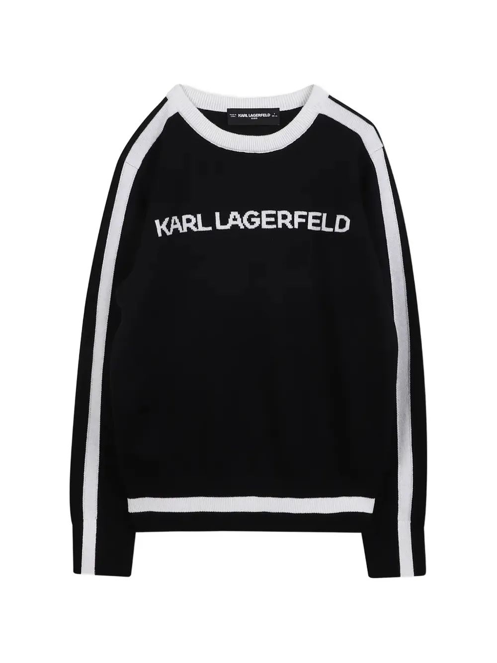 Karl Lagerfeld Kids 로고 인타르시아 사이드 스트라이프 스웨터