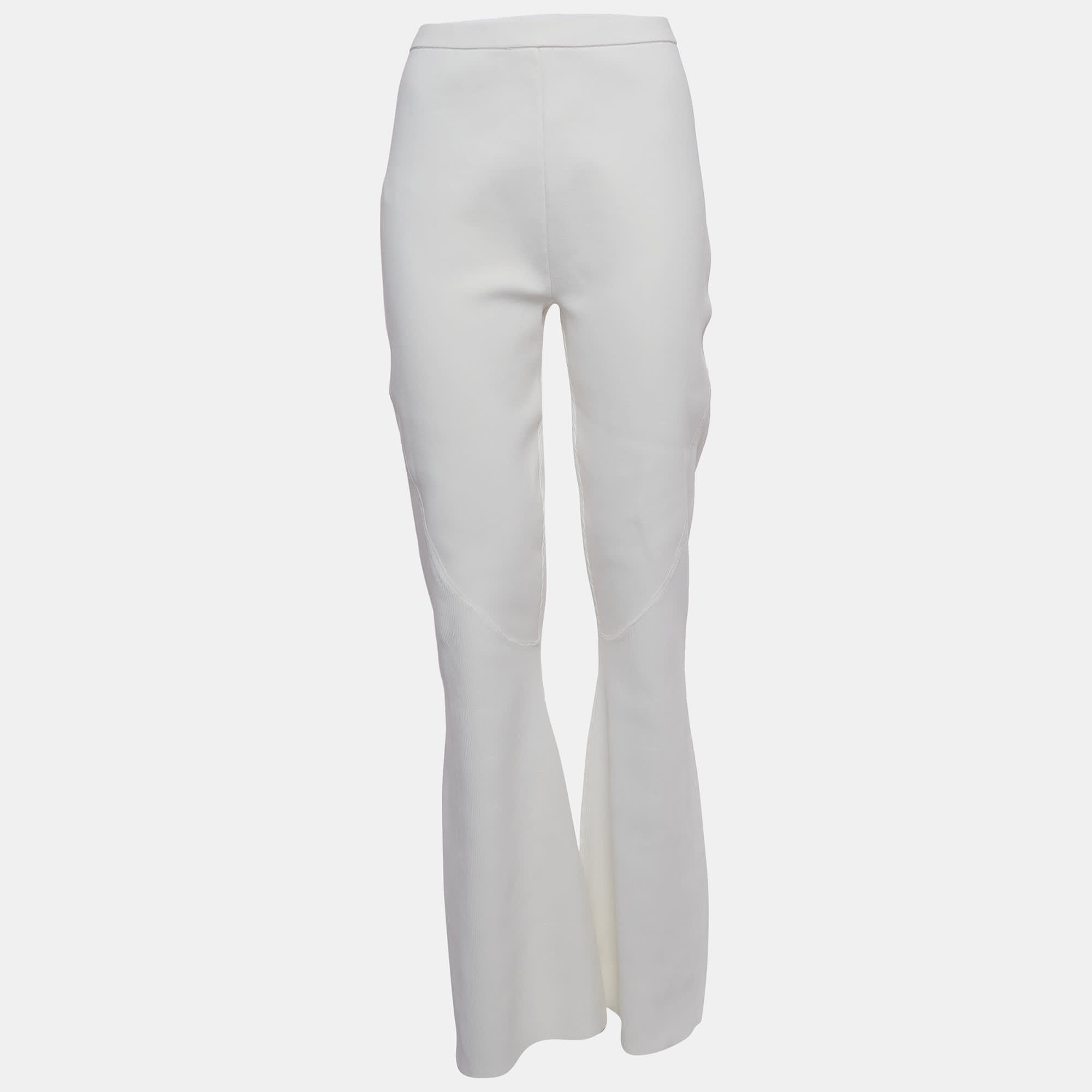 DION LEE 화이트 니트 와이드 레그 바지