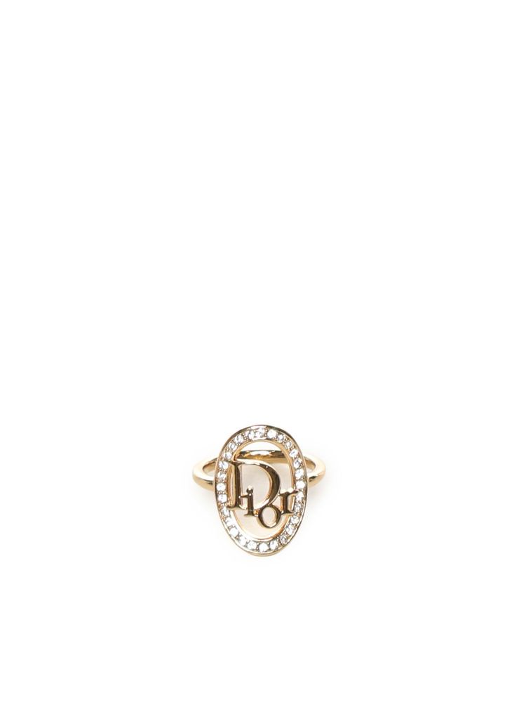DIOR 로고 오벌 크리스탈 링