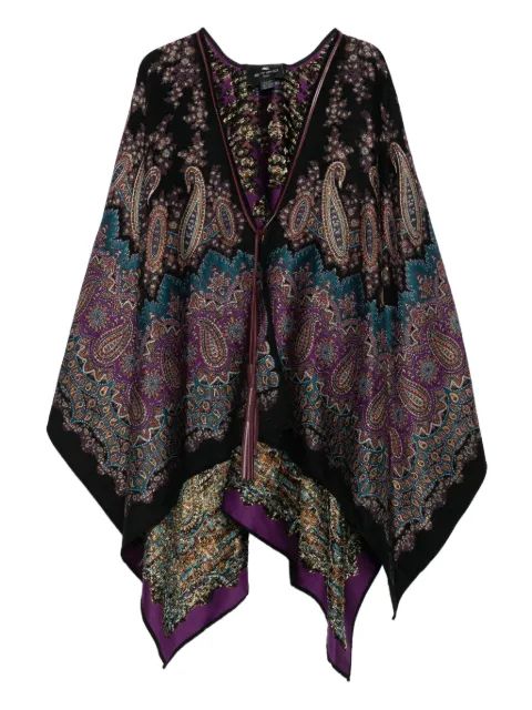 ETRO 페이즐리 프린트 태슬 판초