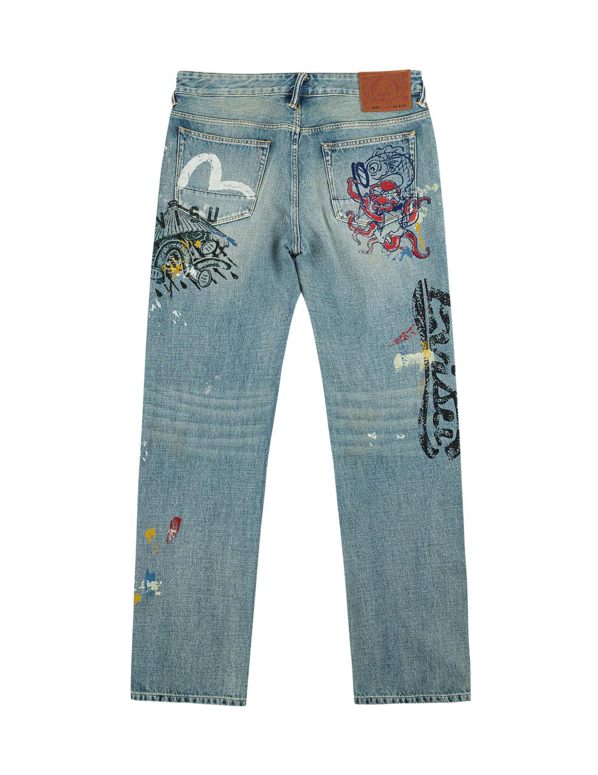 EVISU 포춘 테마 핸드페인팅 올오버 프린트 진 #2020