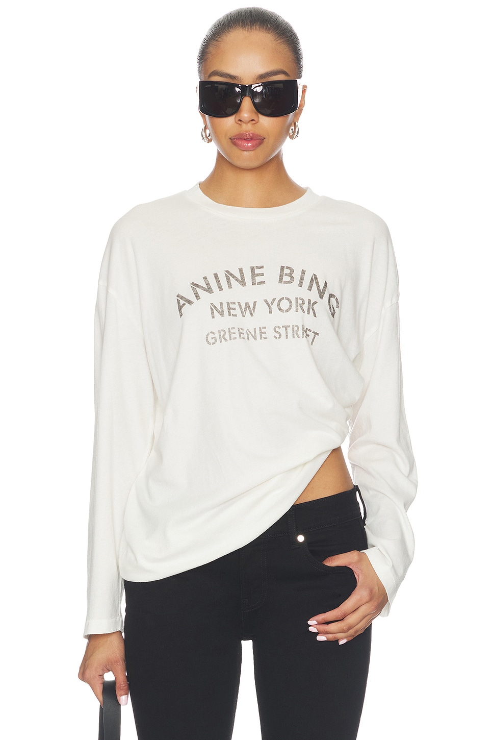 ANINE BING 이반 롱슬리브 뉴욕 스텐실