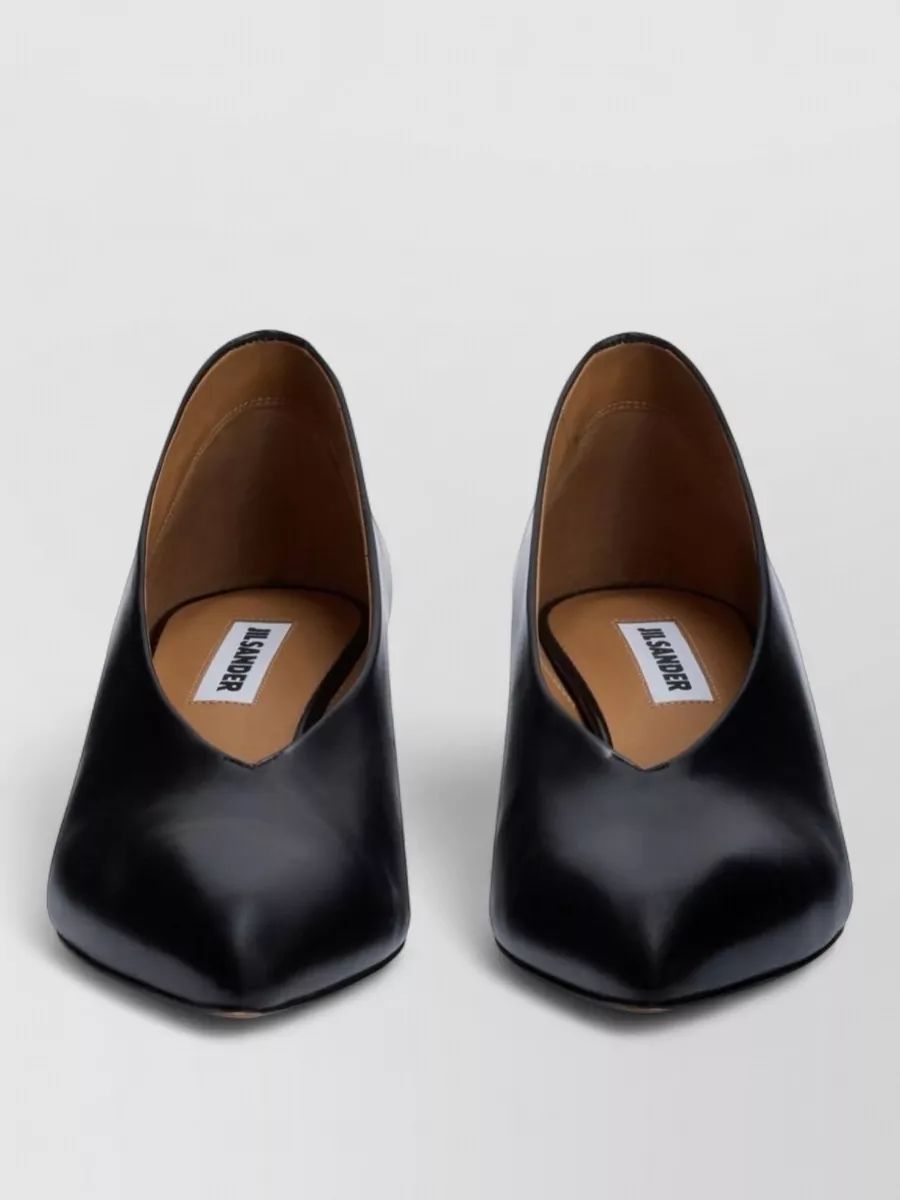 JIL SANDER 아크 가죽 펌프스 로우 웨지 힐