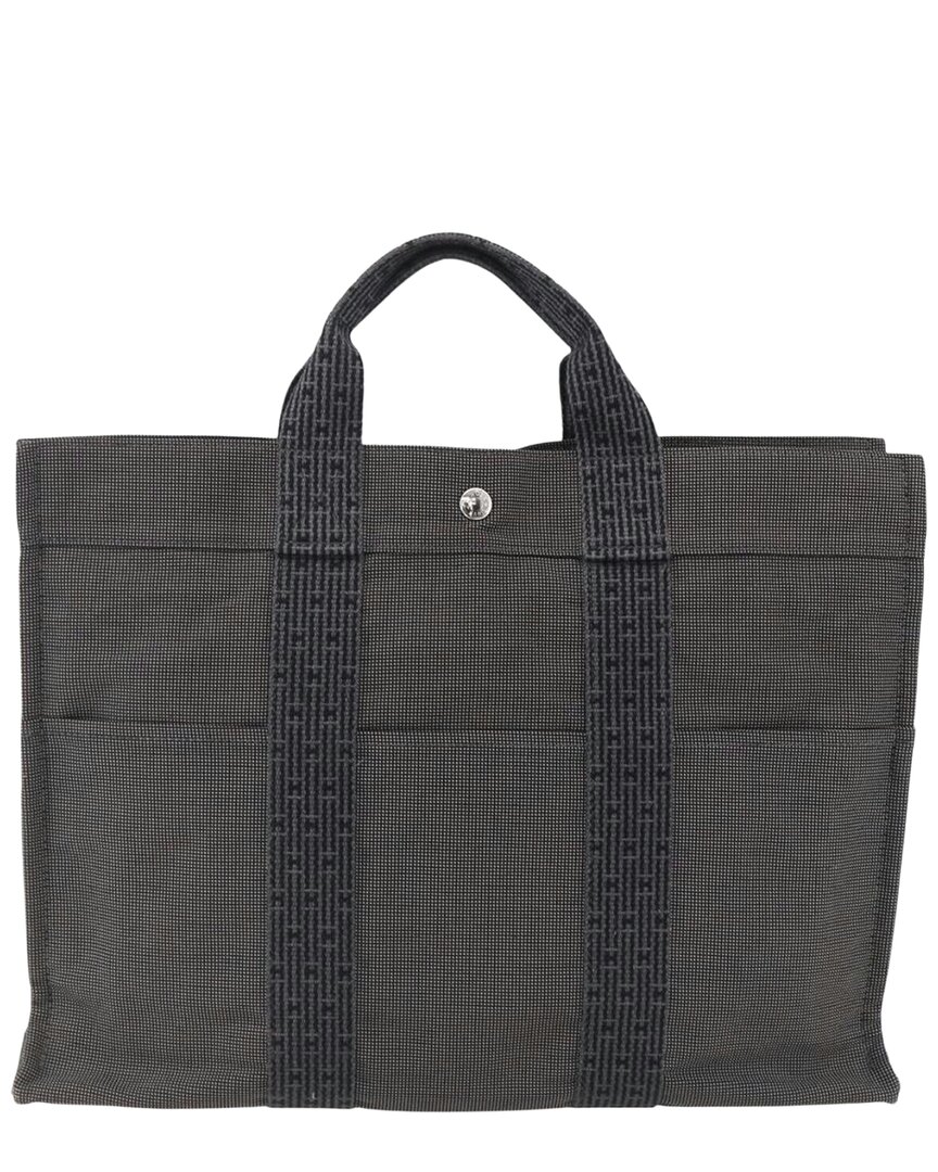 HERMES Gray Canvas Fourre-tout Herline Tote (Authentic Pre-Loved)