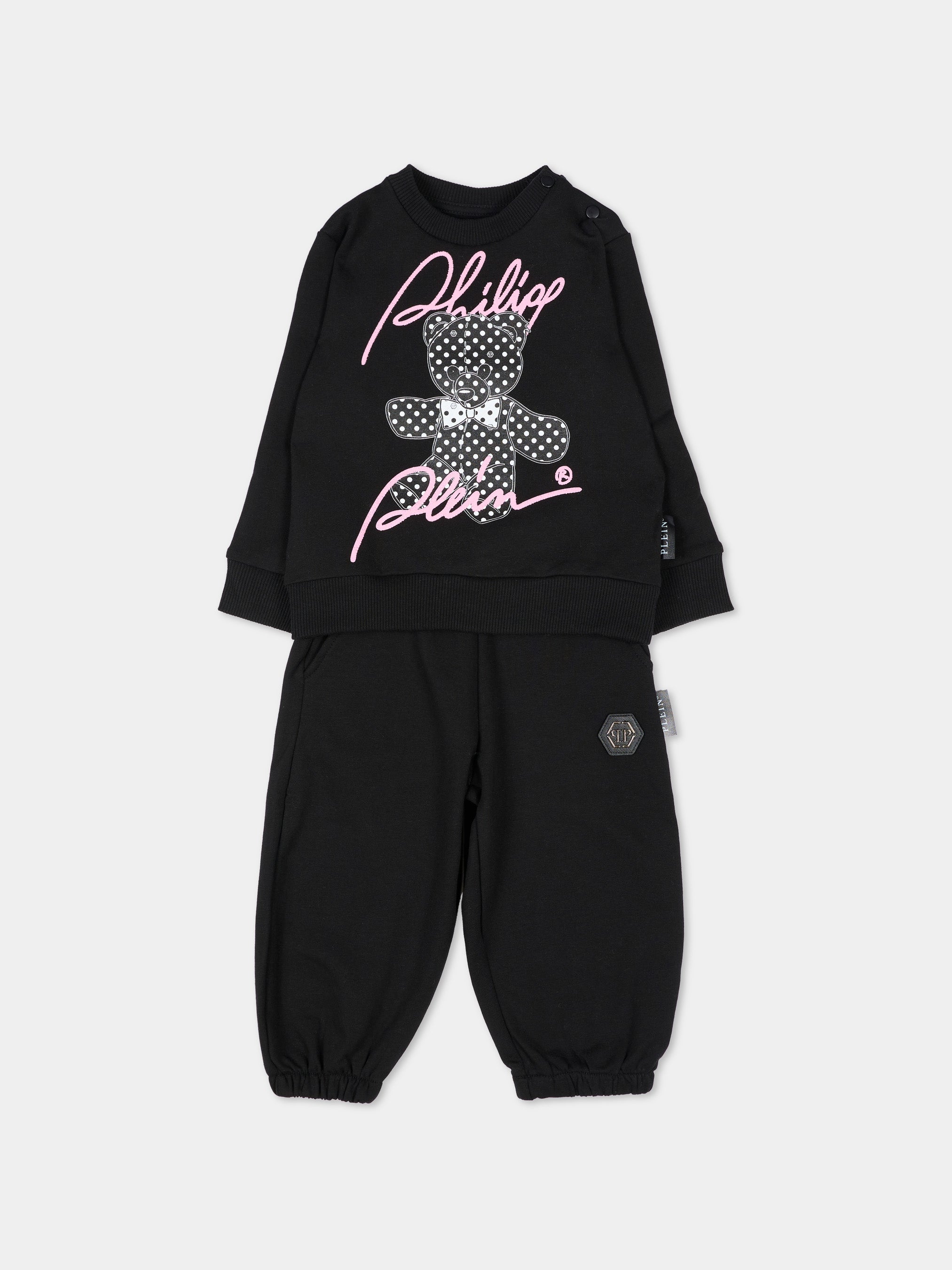 Philipp Plein Kids 테디베어 포인트 아기 여자 긴 스포츠 의상