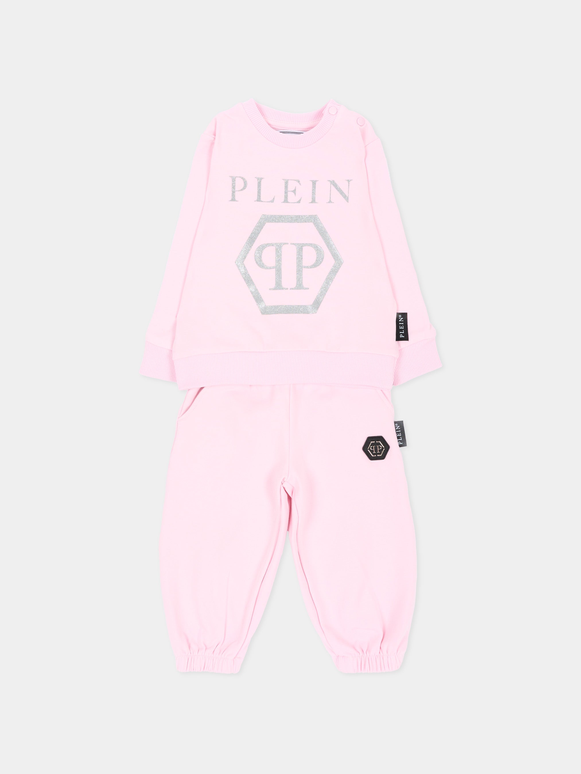 Philipp Plein Kids 로고 포인트 핑크 스포츠 세트