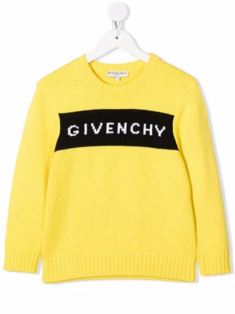 Givenchy Kids 인타르시아 로고 크루넥 스웨터