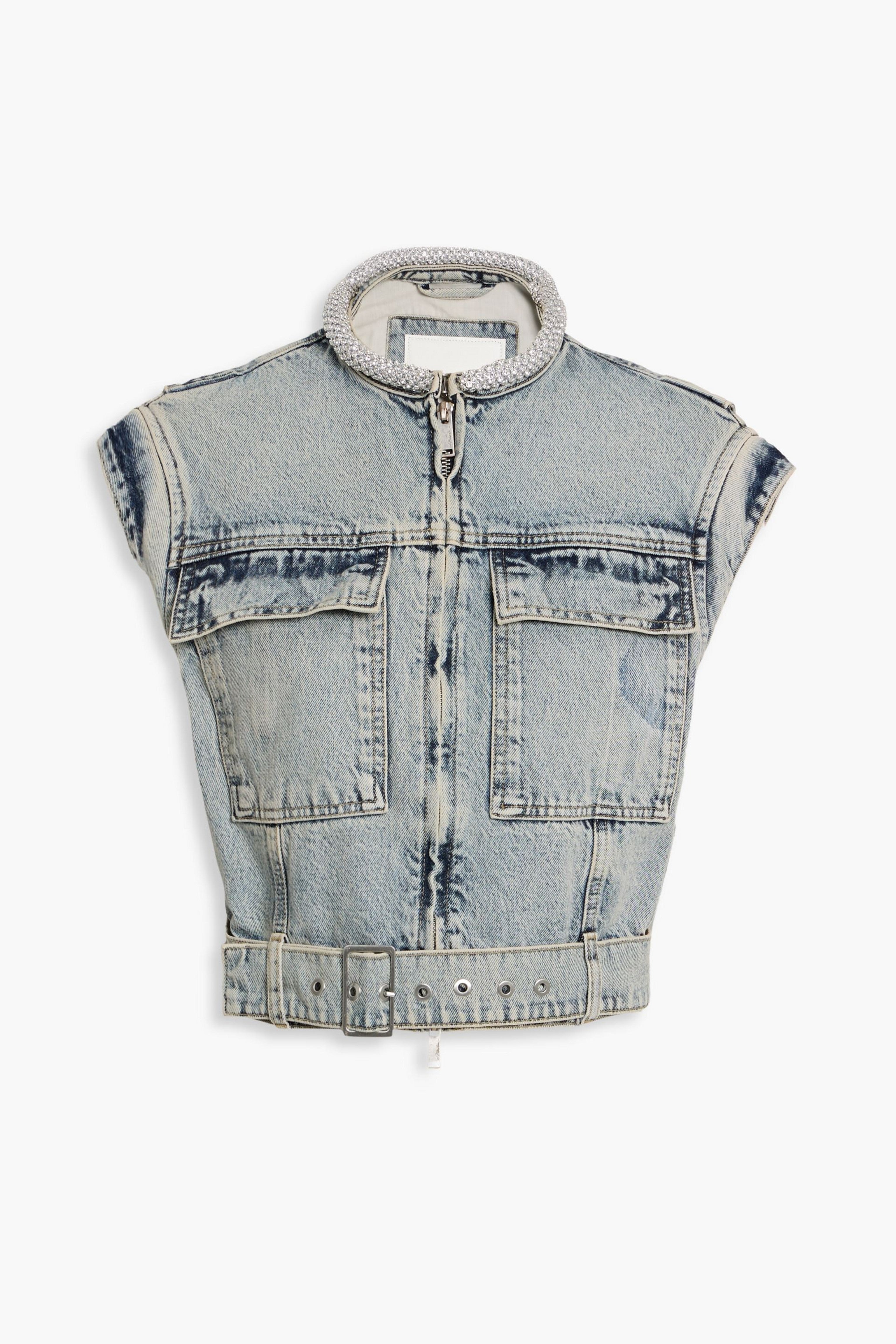 3.1 PHILLIP LIM 크롭드 크리스탈 장식 Acid-Wash 데님 조끼