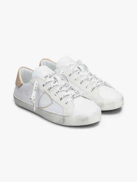 Philippe Model Kids 디스트레스드 가죽 스니커즈