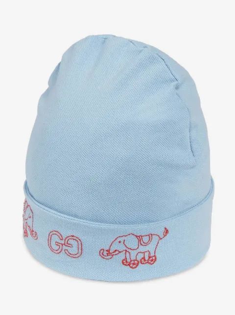 Gucci Kids 코튼 비니 코끼리 자수