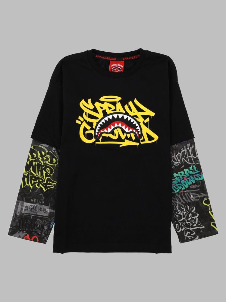 Sprayground Kids 태그 더블 레이어 티셔츠