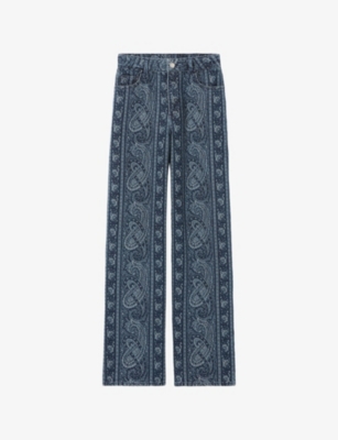 Claudie Pierlot  페이즐리 프린트 스트레이트 레그 데님 팬츠