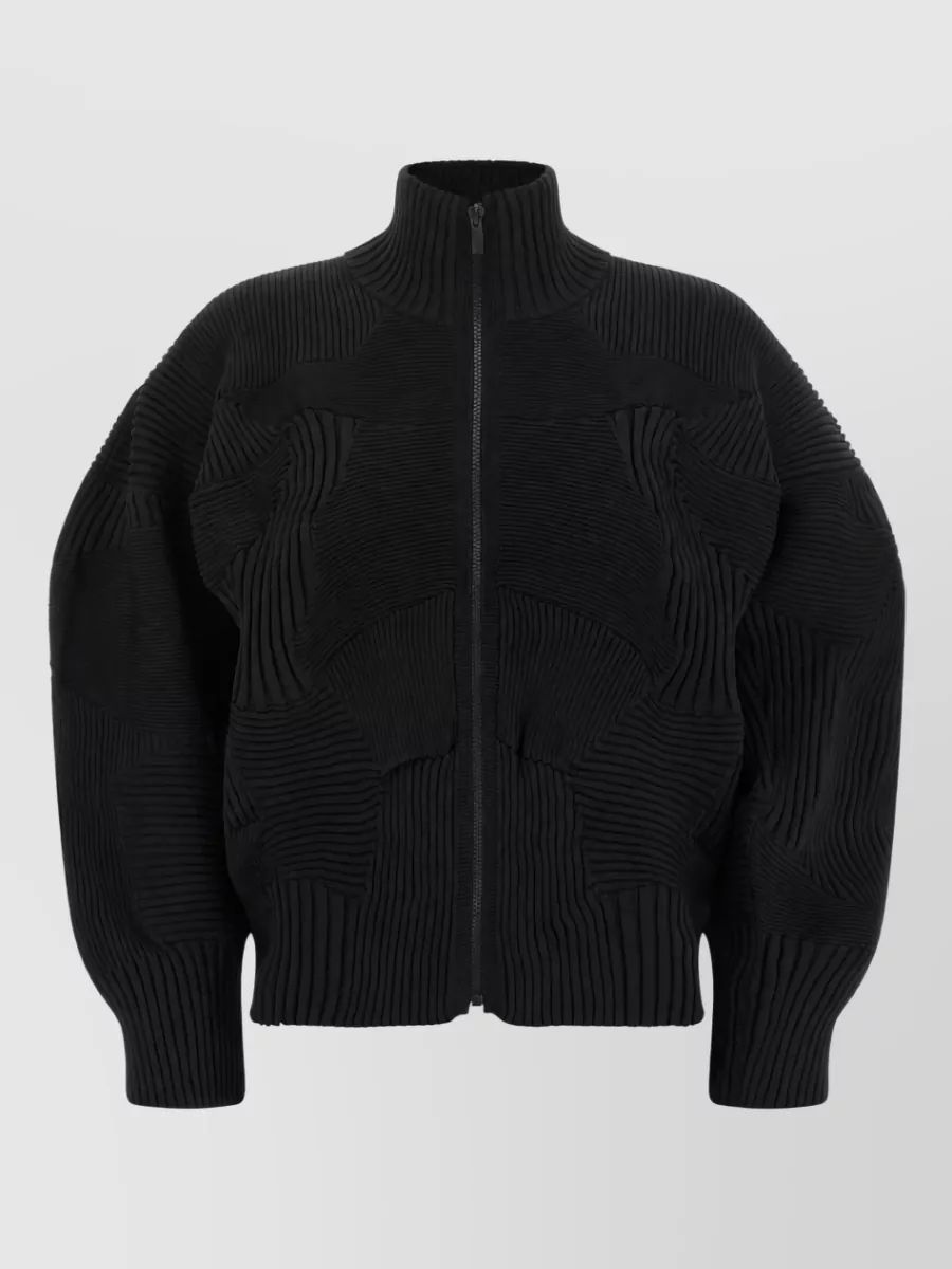 ISSEY MIYAKE 리브드 하이넥 집업 자켓