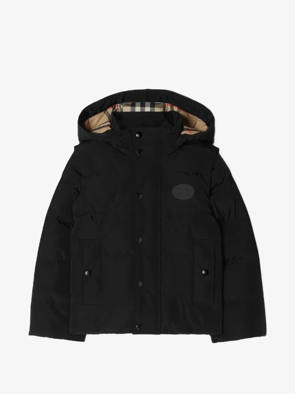 Burberry Kids 탈부착 소매 후드 패딩 자켓