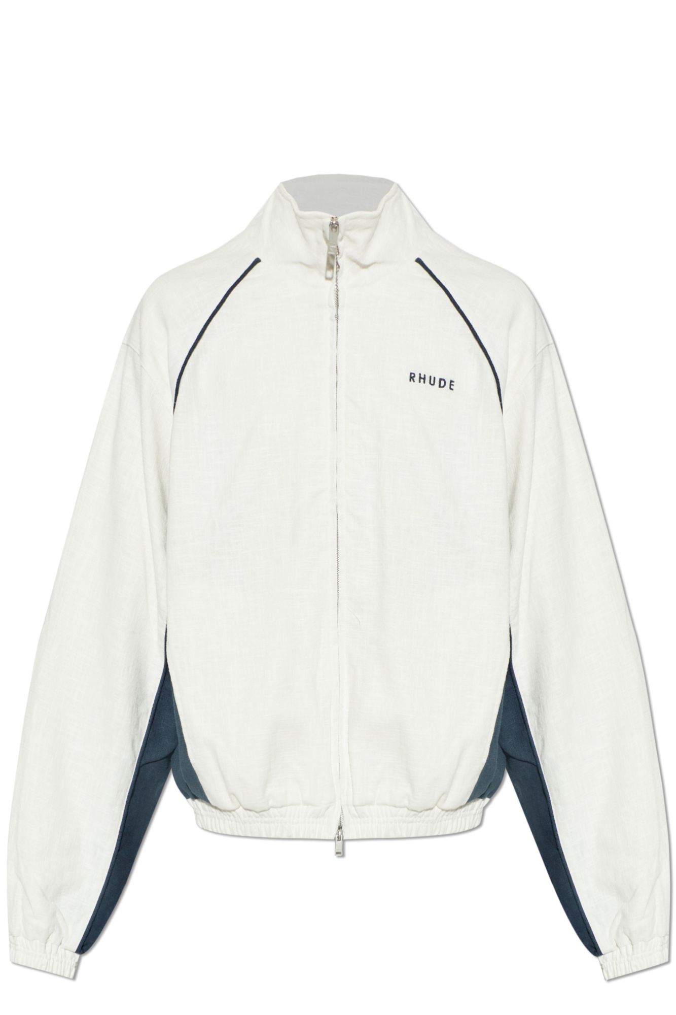 Rhude 리넨 자켓 스탠드업 칼라 남성 화이트