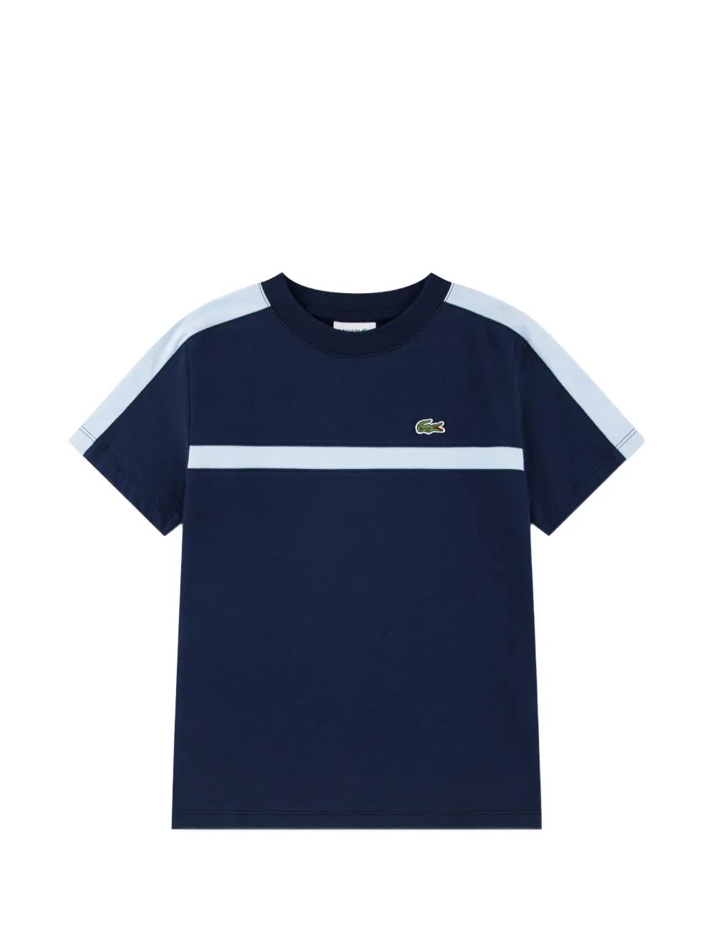 Lacoste Kids 로고 패치 스트라이프 티셔츠