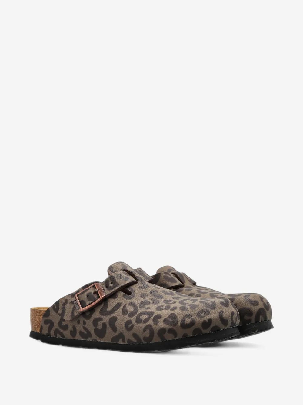 Birkenstock Kids 보스턴 애니멀 프린트 가죽 슬리퍼