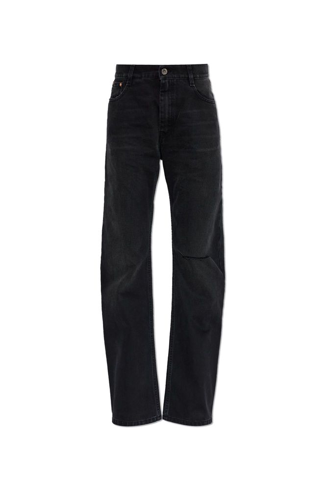 VETEMENTS 슬ightly 커브드 레그 진
