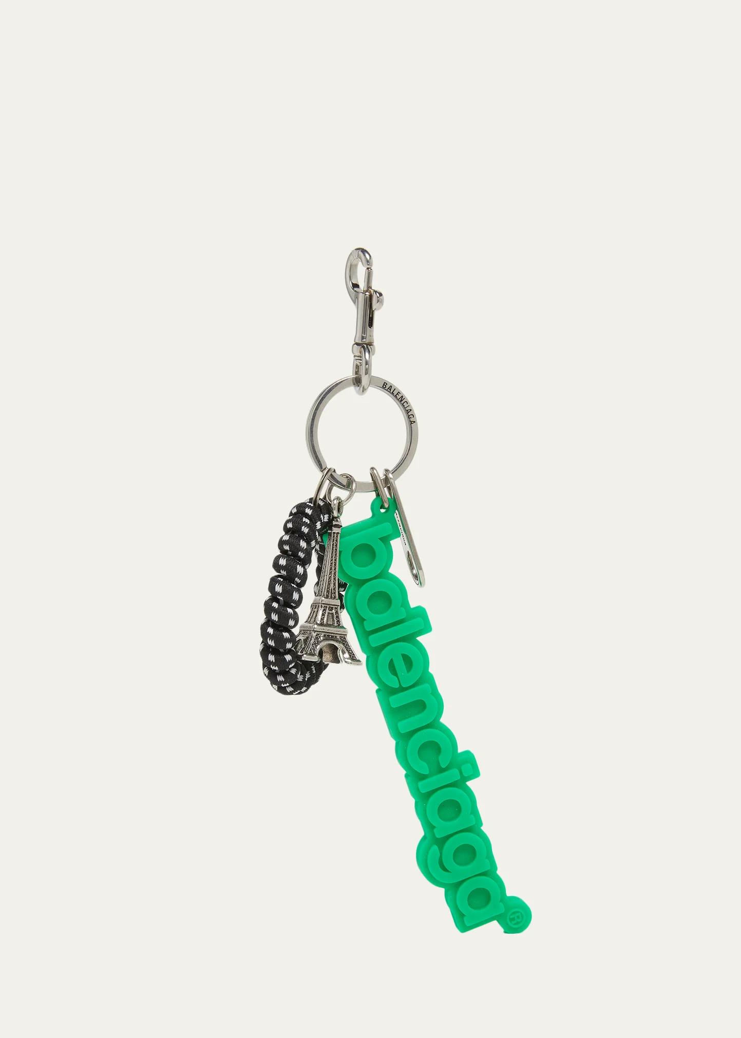 BALENCIAGA 남성 바이커 고무 로고 키체인